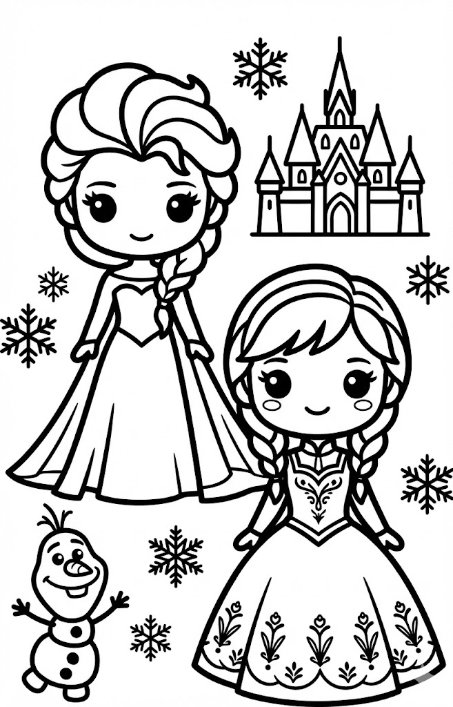 Elsa và Anna Cute Dễ Thương