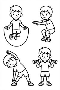 Tô màu Bé Trai Tập Thể Dục
