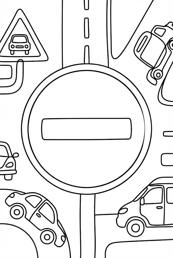 Tô màu Biển Báo Cấm Đi Vào Đường