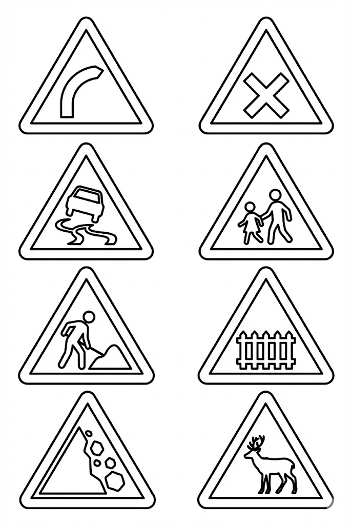 Tô màu Biển Báo Nguy Hiểm