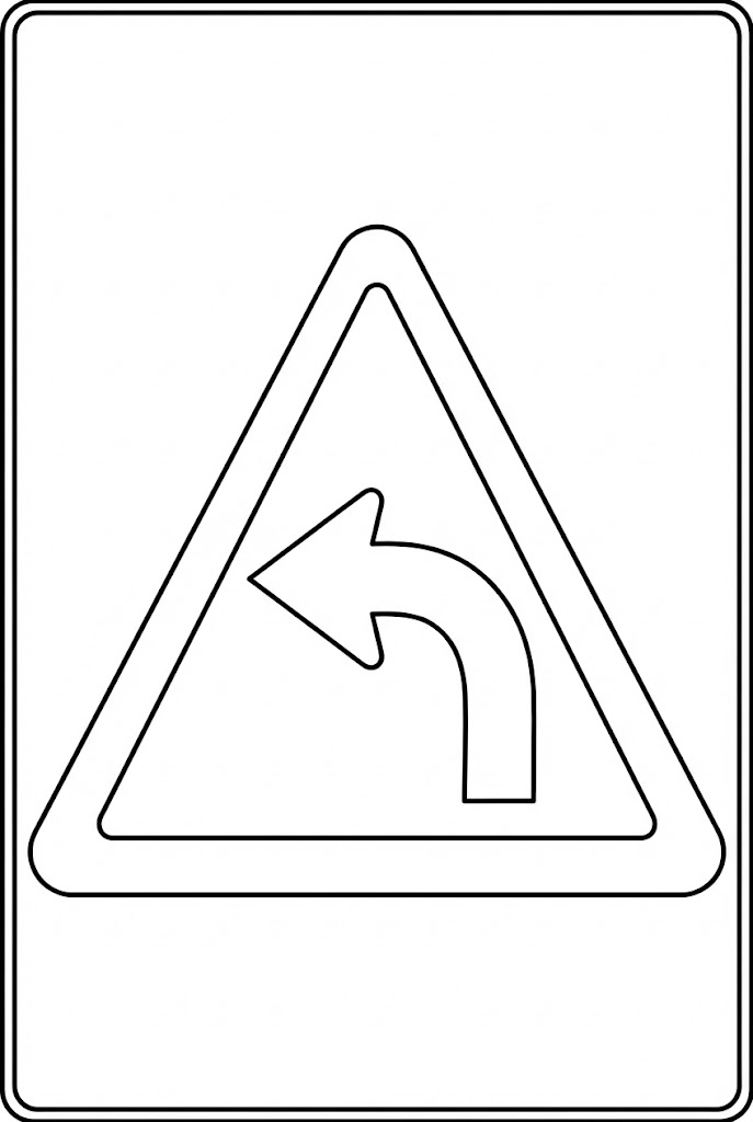 Tô màu Biển Báo Rẽ Trái Phía Trước