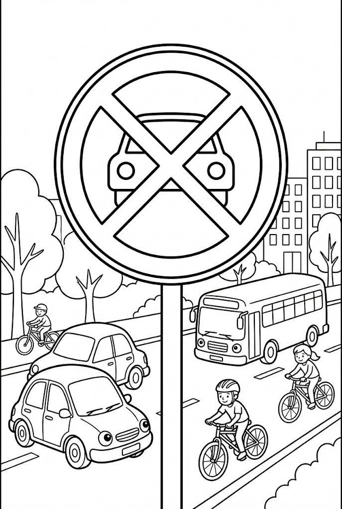 Tô màu Biển Cấm Dừng