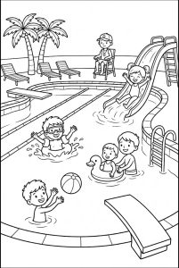 Tô màu Bơi Lội Trong Bể Bơi