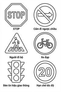 Tô màu Các Biển Báo Giao Thông Đơn Giản