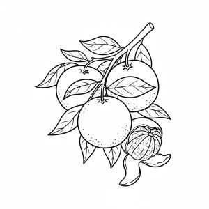 Tô màu Cam Trên Cành Cây