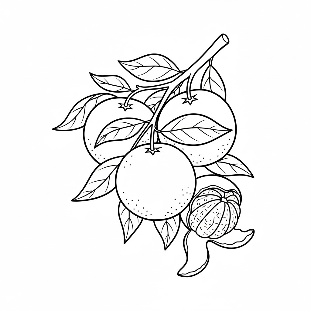 Tô màu Cam Trên Cành Cây