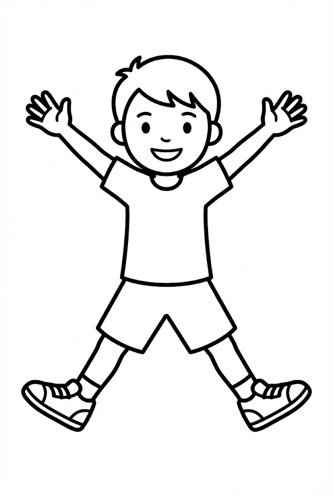 Tô màu Cậu Bé Đang Tập Thể Dục