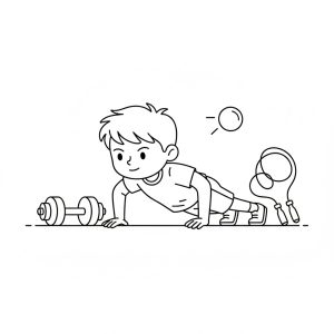 Tô màu Cậu Bé Tập Hít Đất