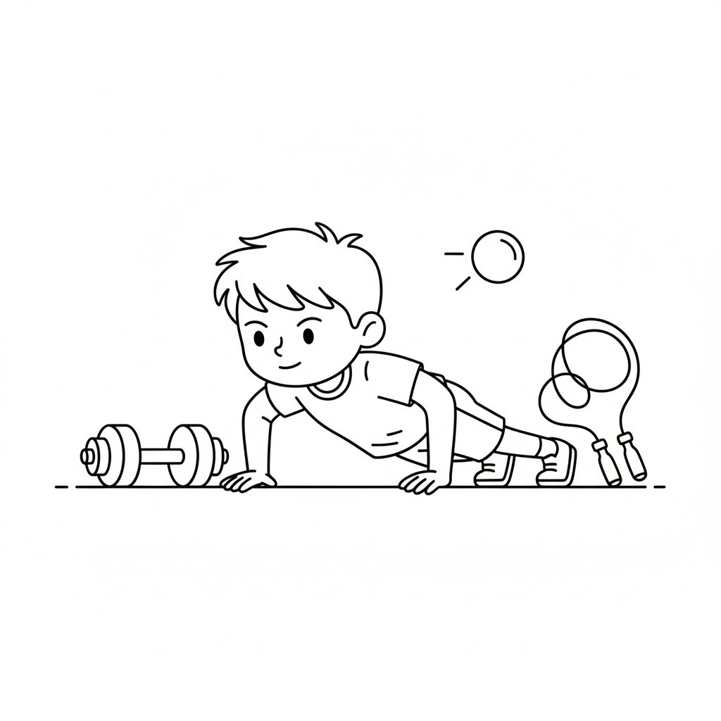 Tô màu Cậu Bé Tập Hít Đất