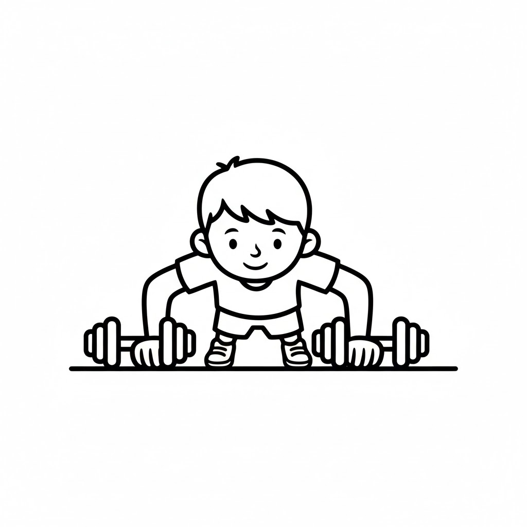 Tô màu Cậu Bé Tập Thể Dục Hít Đất