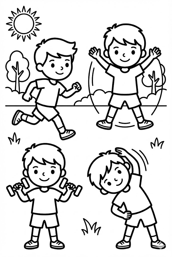 Tô màu Cậu Bé Tập Thể Dục