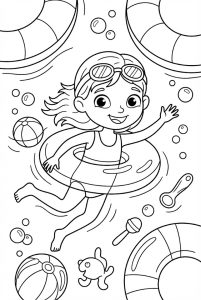 Tô màu Cô Bé Bơi Lội
