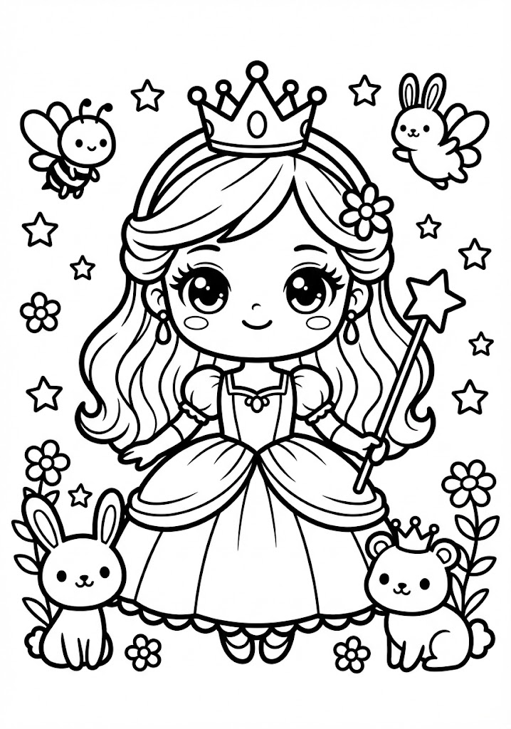 Tô màu Công Chúa Chibi Đáng Yêu Cute