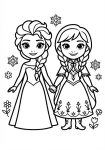 Tô màu Elsa và Anna Cute