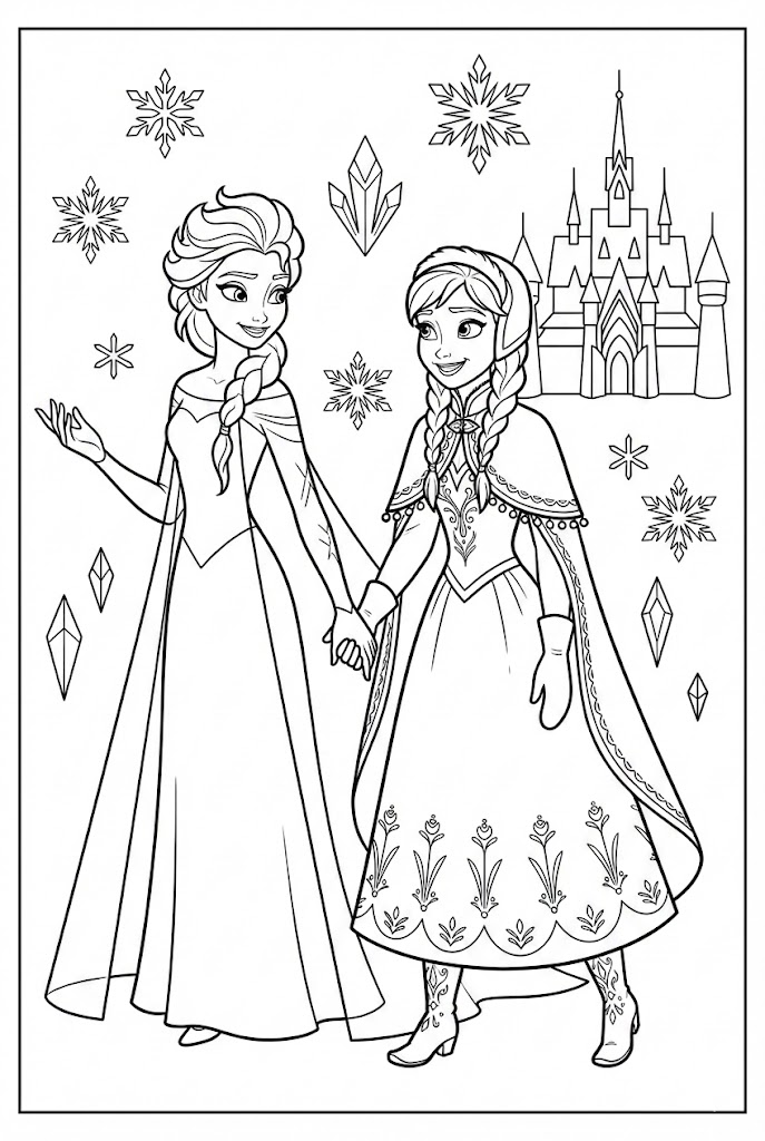 Tô màu Elsa và Anna trong Frozen