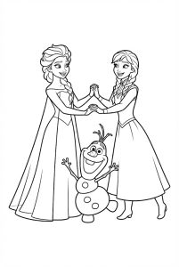 Tô màu Elsa và Anna với Olaf