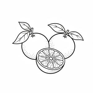Tô màu Hai Quả Cam và Nửa Quả Cam