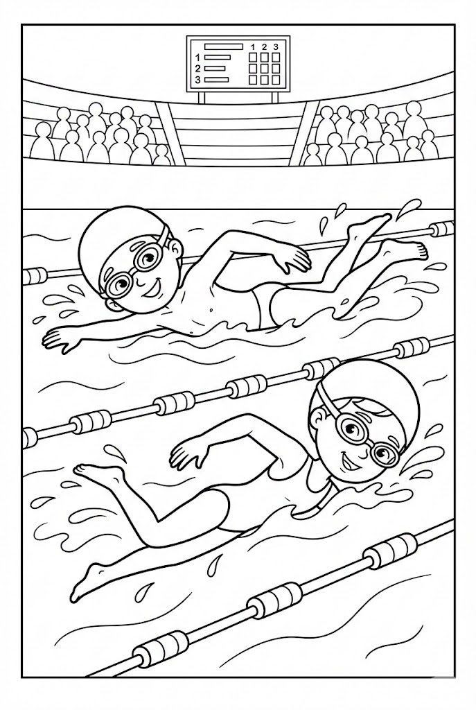 Tô màu Hai Vận Động Viên Bơi Lội