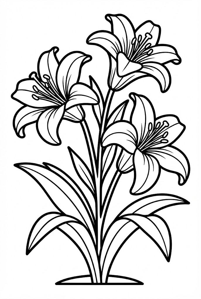 Tô màu Hoa Loa Kèn Đơn Giản
