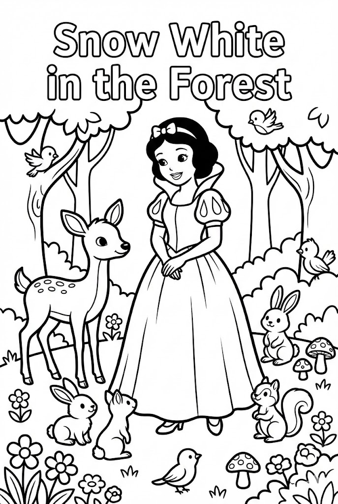 Tô màu Nàng Bạch Tuyết Ở Trong Rừng