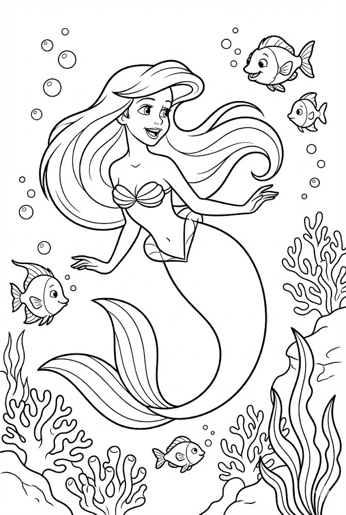 Tô màu Nàng Tiên Cá Nguy Nga