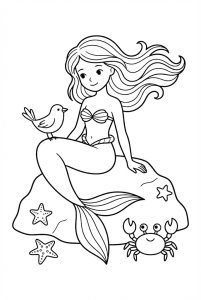Tô màu Nàng Tiên Cá Trên Biển