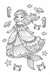 Tô màu Nàng Tiên Cá Trong Bộ Váy Lộng Lẫy