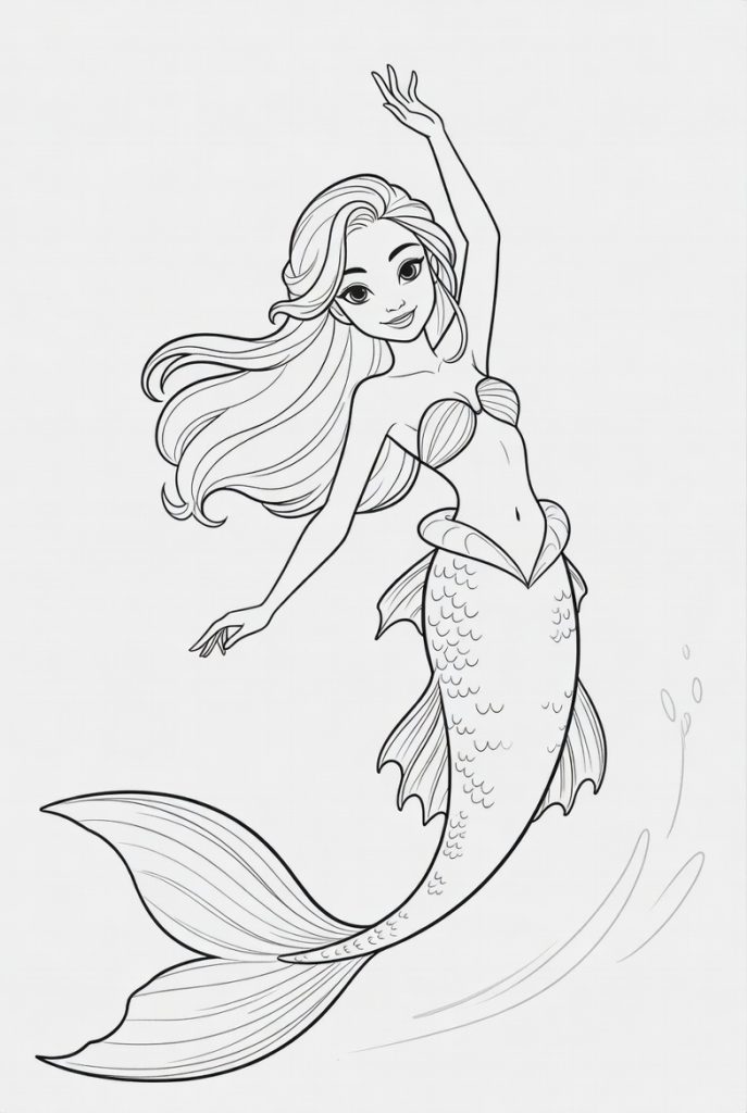Tô màu Nàng Tiên Cá Vui Vẻ