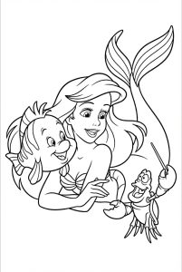 Tô màu Nàng Tiên Cá cùng Flounder và Sebastian