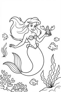 Tô màu Nàng Tiên Cá cùng Sebastian