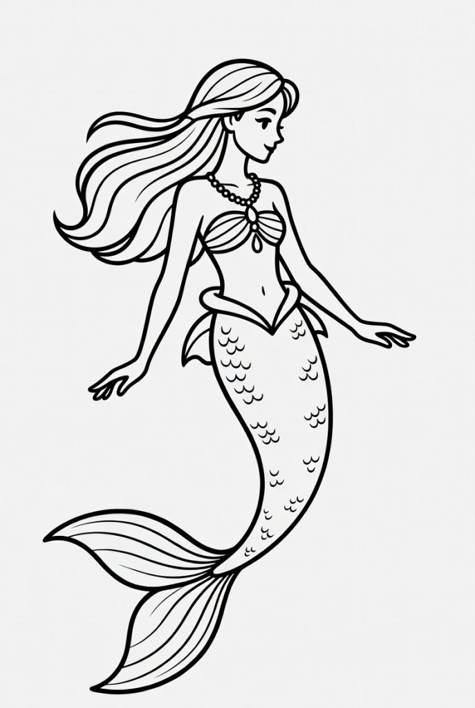 Tô màu Nàng Tiên Cá và Dây Chuyền