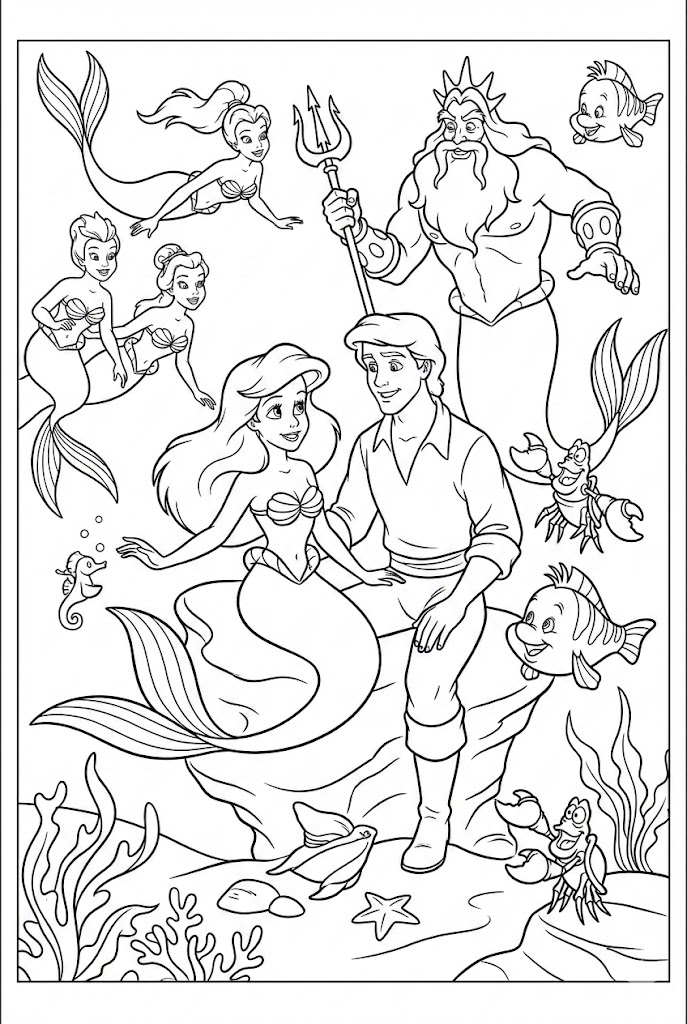 Tô màu Nàng Tiên Cá và Mọi Người