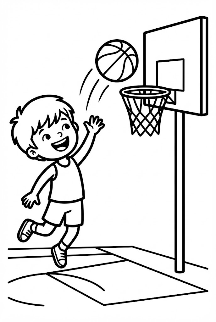 Tô màu Ném Bóng Rổ