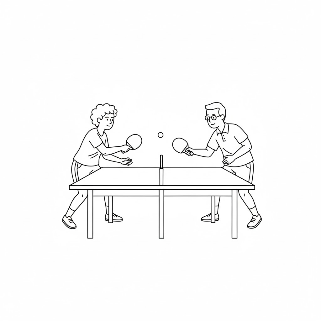 Tô màu Người Lớn Chơi Bóng Bàn