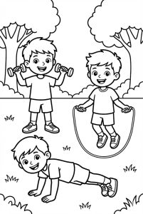 Tô màu Những Cậu Bé Tập Thể Dục