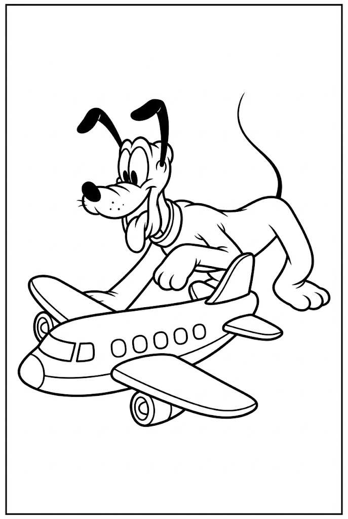 Tô màu Pluto Và Máy Bay Đồ Chơi