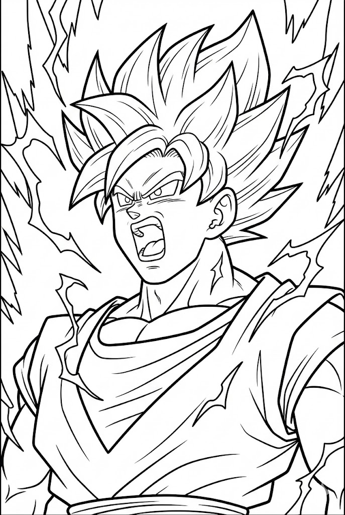 Tô màu Son Goku Giận Dữ