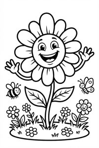 Tô màu bông hoa cúc trắng vui vẻ