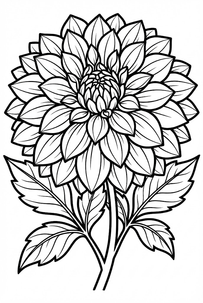 Tô màu bông hoa thược dược