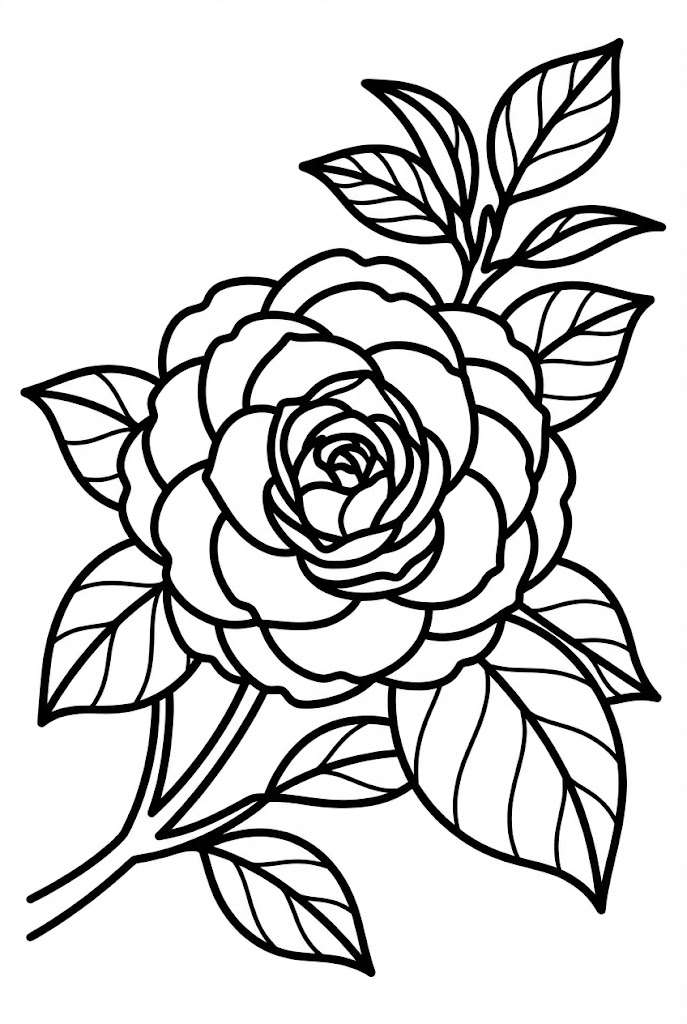 Tô màu bông hoa trà đỏ