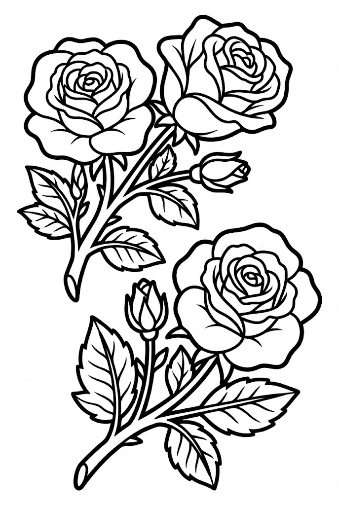 Tô màu hoa hồng đáng yêu
