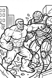 Tô màu hulk đang đánh nhau