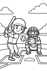 Tô màu người đánh và bắt bóng