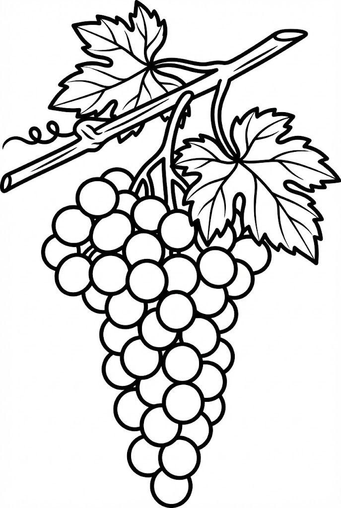 Tô màu nho trên cành