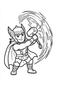 Tô màu thor đang xoay búa mjolnir