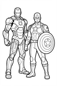 Tô màu người sắt và đội trưởng mĩ