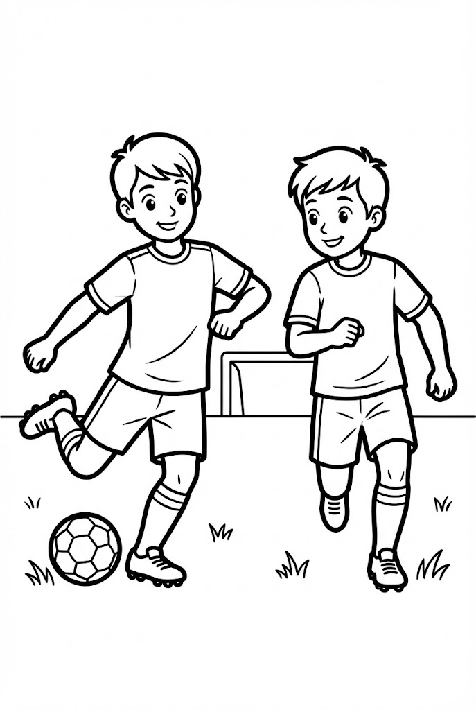Tô màu những cậu bé đá bóng