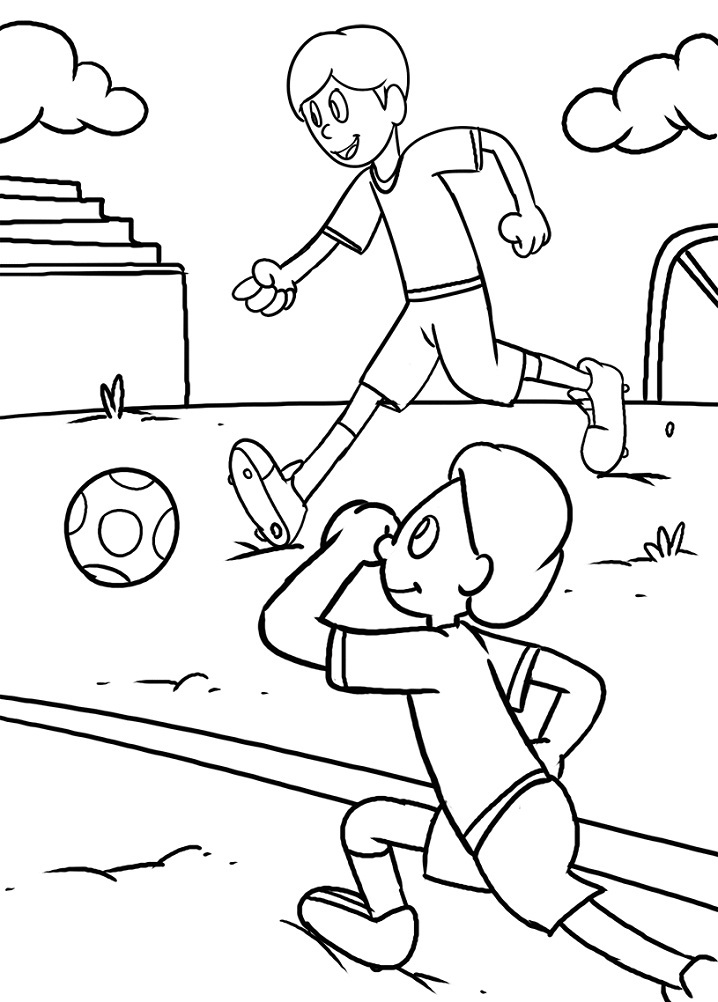 Tô màu 2 cầu thủ nhí cho bé tập tô