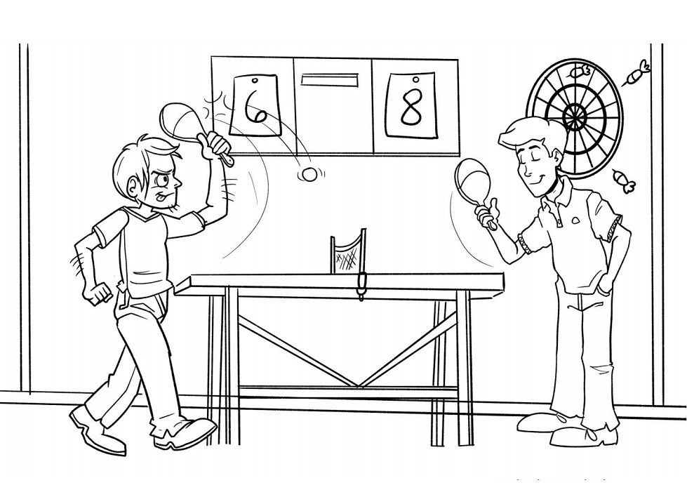 Tô màu 2 người bạn chơi bóng bàn giúp bé rèn luyện khả năng tô màu