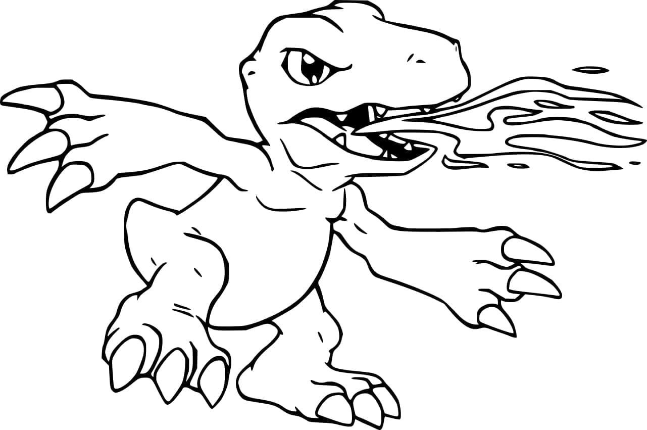 Tô màu Agumon Phun Lửa